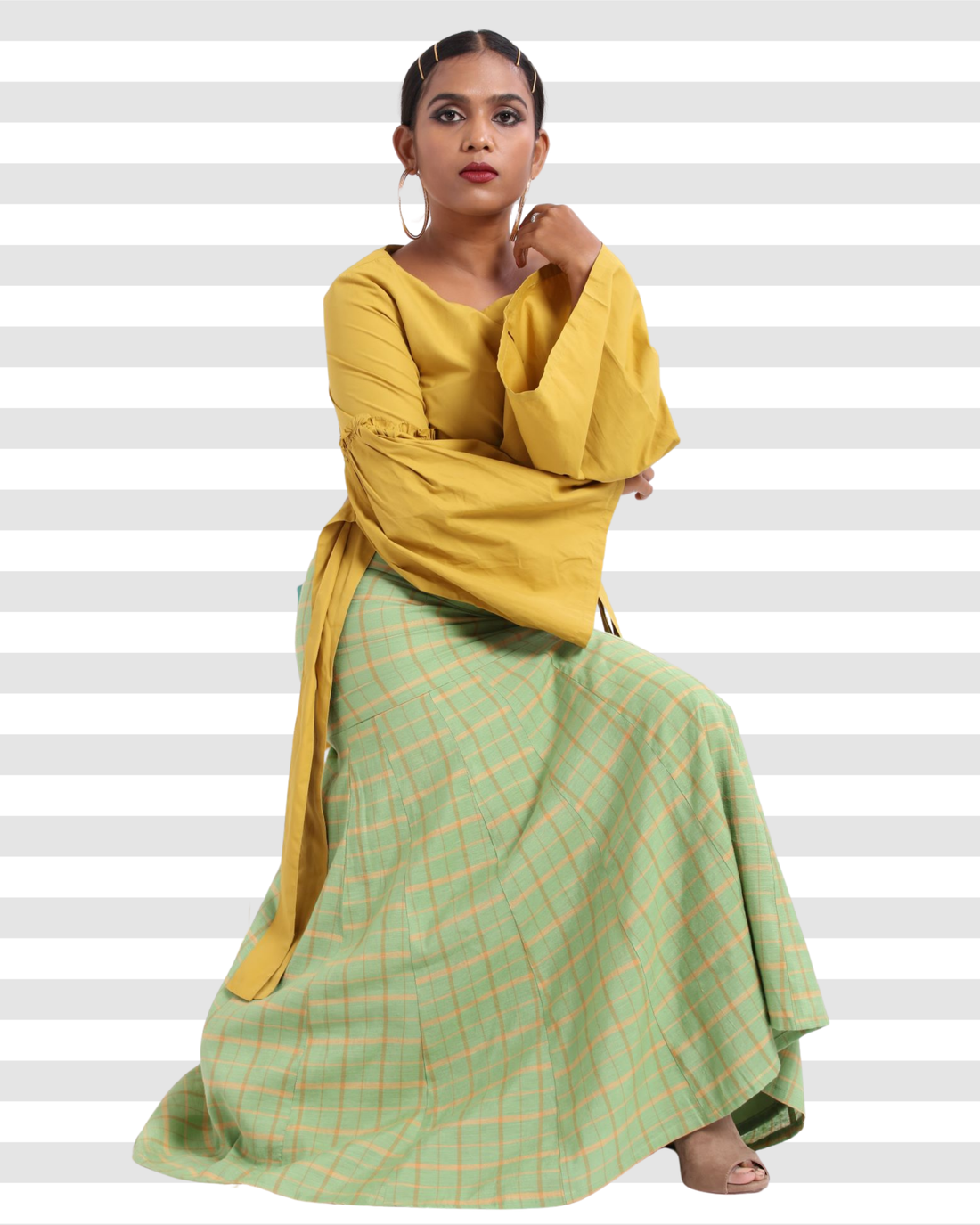 Mint Check Mermaid Skirt