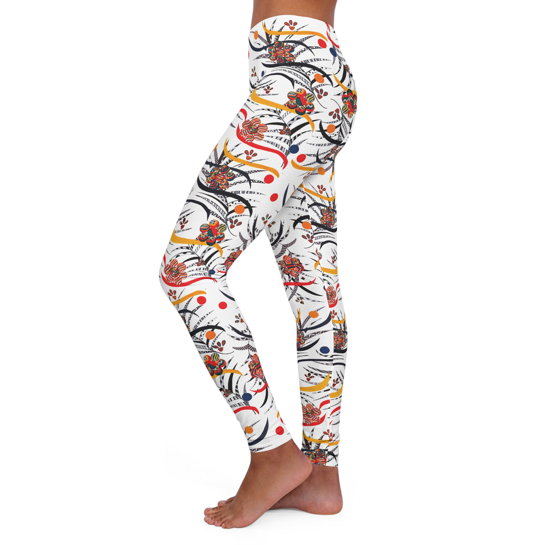 White Wilderness Print Spandex Leggings