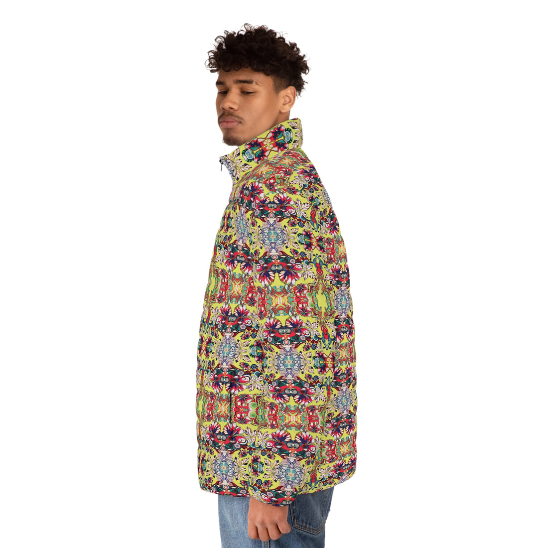 Canary Floral Pop Men's Puffer Jacket