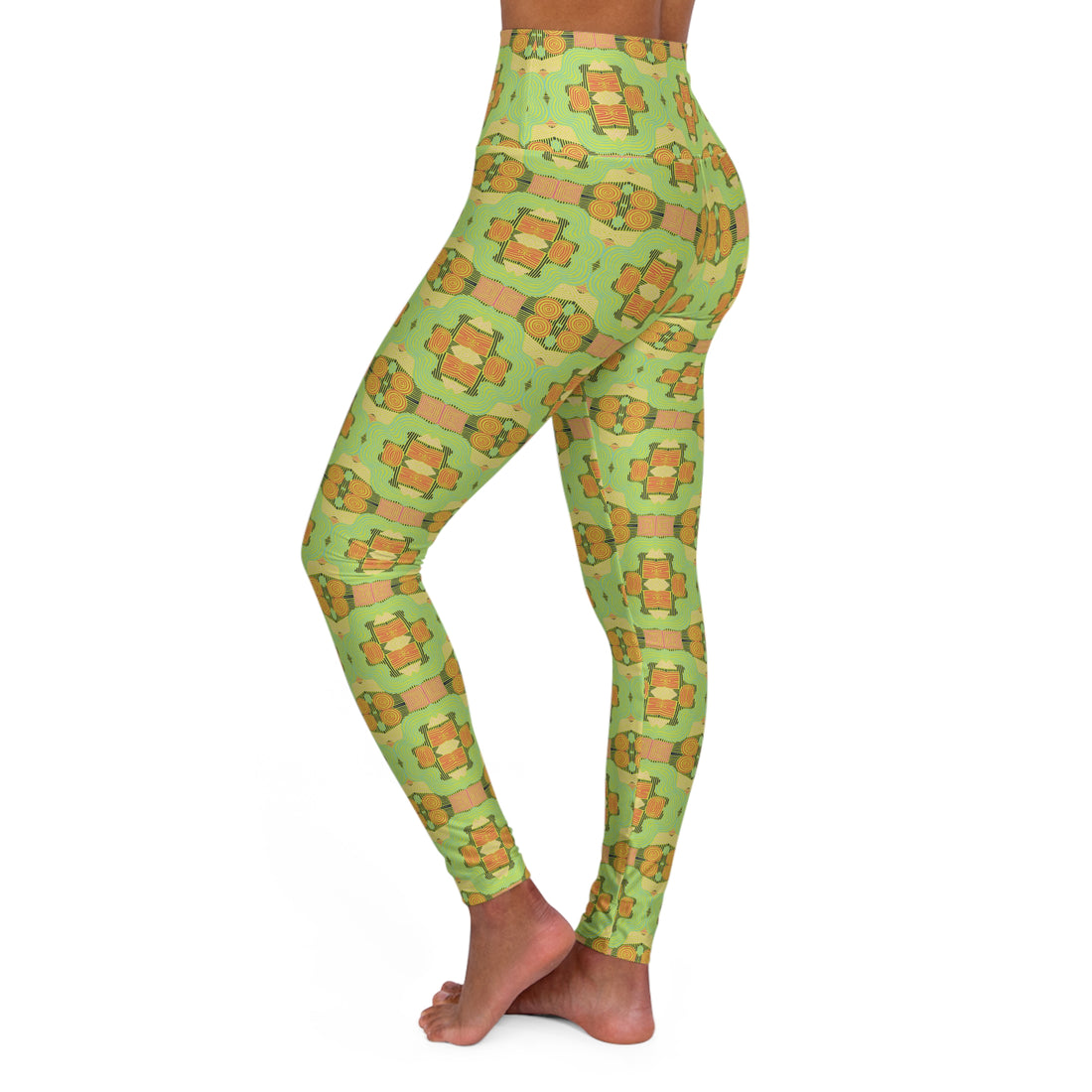 Lime Geometric Print Yoga Leggings