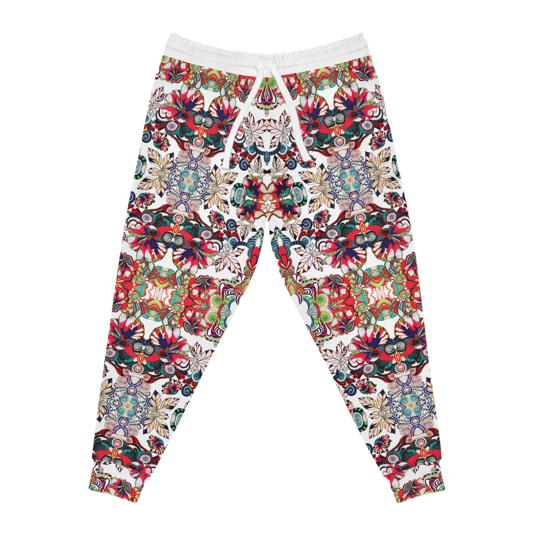 White Graphic Floral Pop AOP Joggers