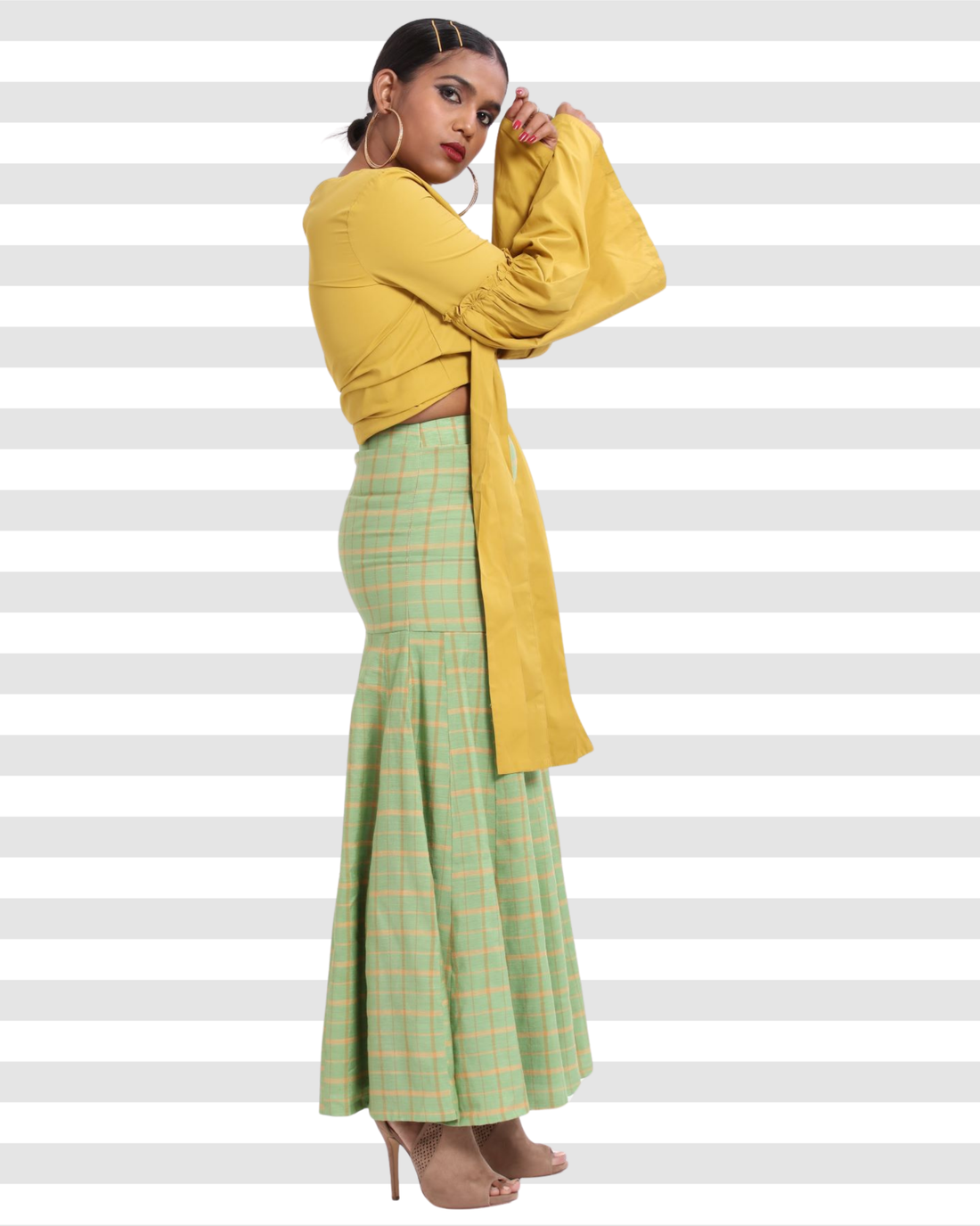 Mint Check Mermaid Skirt