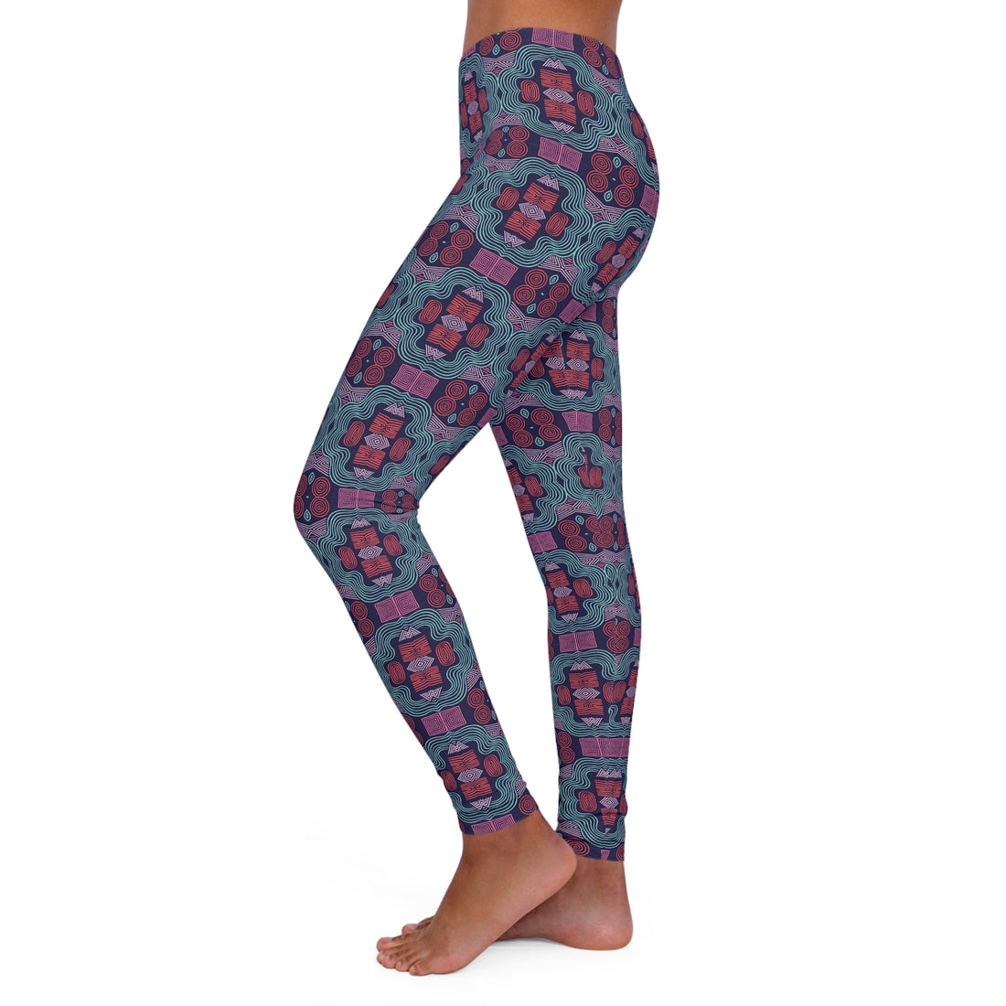 Ink Geometric Print Spandex Leggings