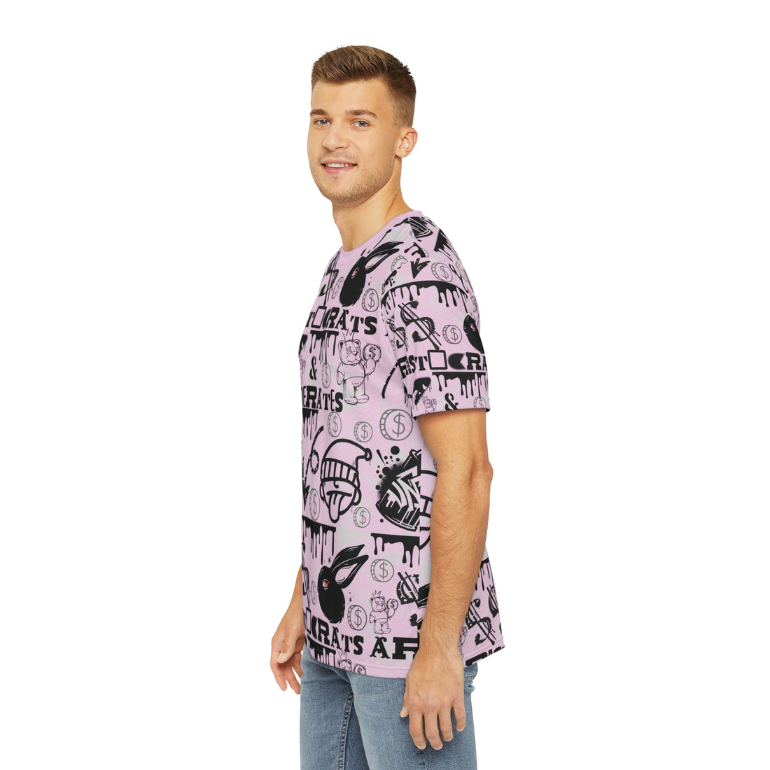 Lilac Graphic Polar Men's Polyester Tee (AOP)