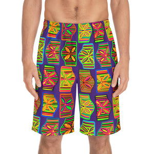 Purple Deco Print Men's Board Shorts (AOP)