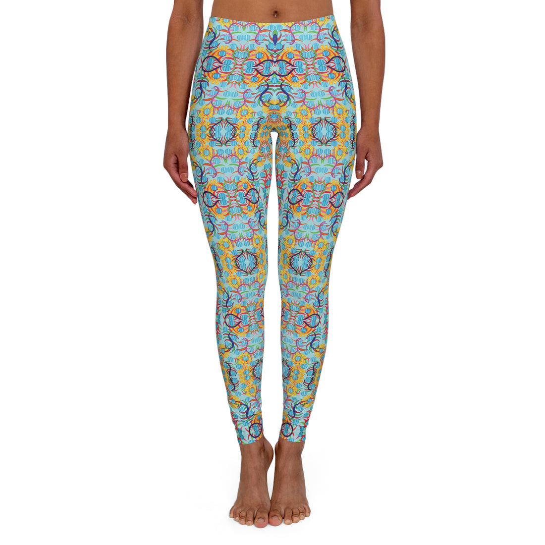 Icy Blue Sunflower Spandex Leggings