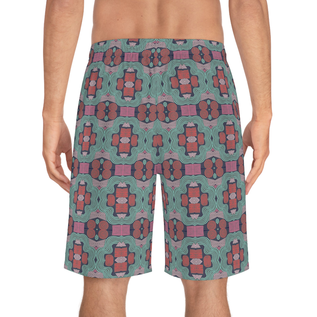 Ash Geometric Print Men's Board Shorts (AOP)