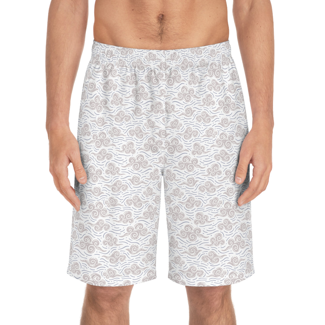 White Oriental Clouds Men's Board Shorts (AOP)