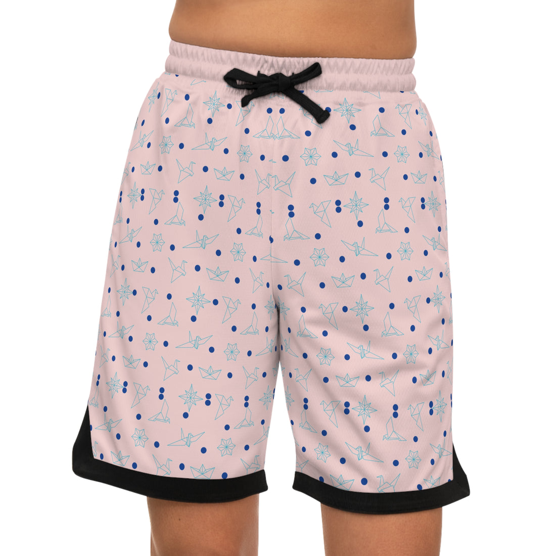 Pale Pink Origami Basketball Rib Shorts (AOP)