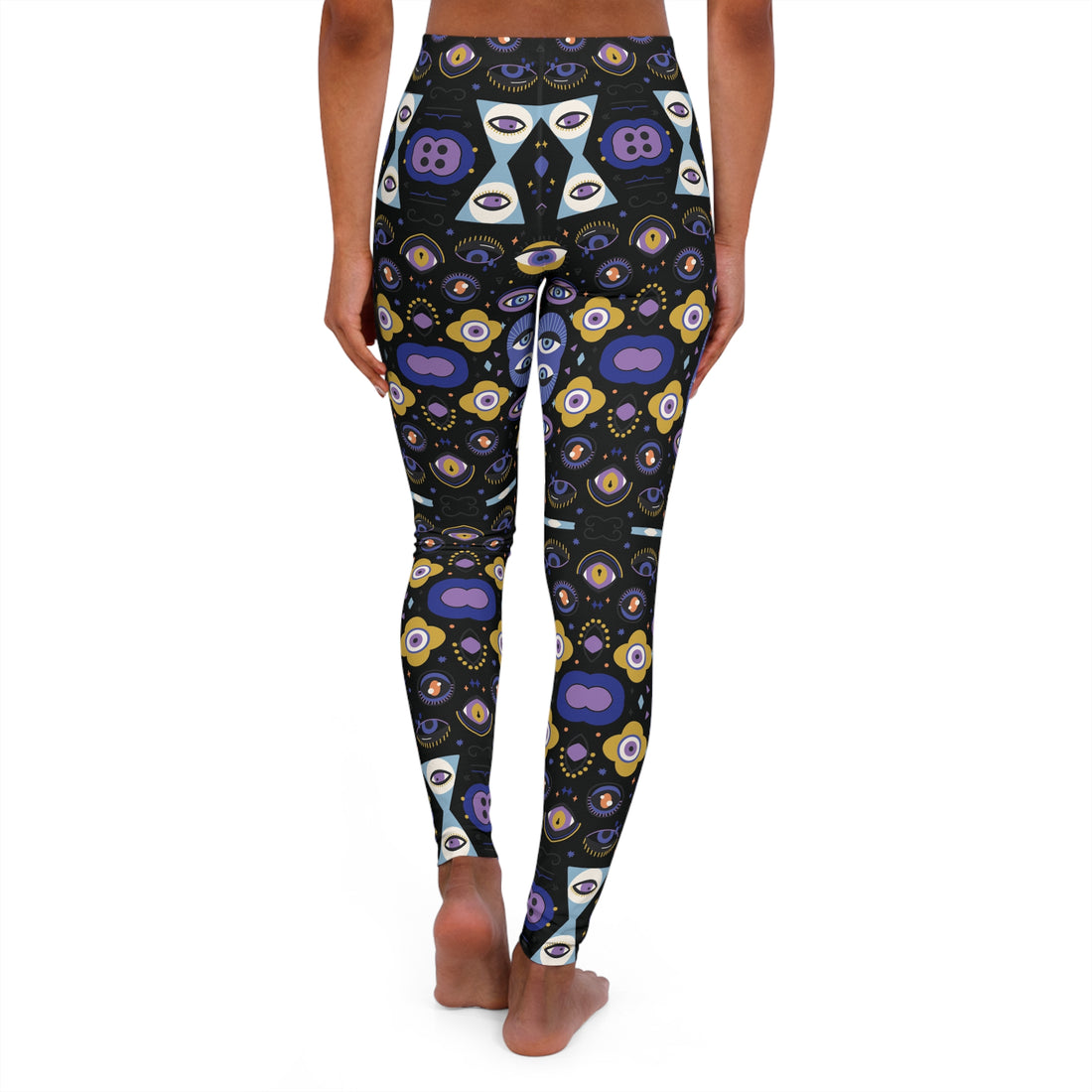 Black Abstract Evil Eye Spandex Leggings