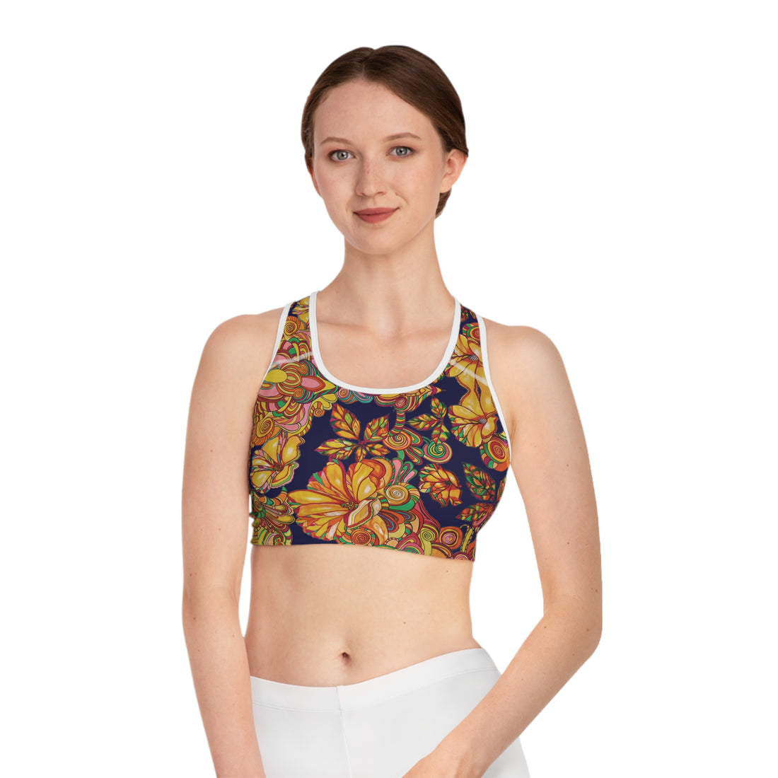 Ink Artsy Floral Racer Back (AOP) Sports Bra