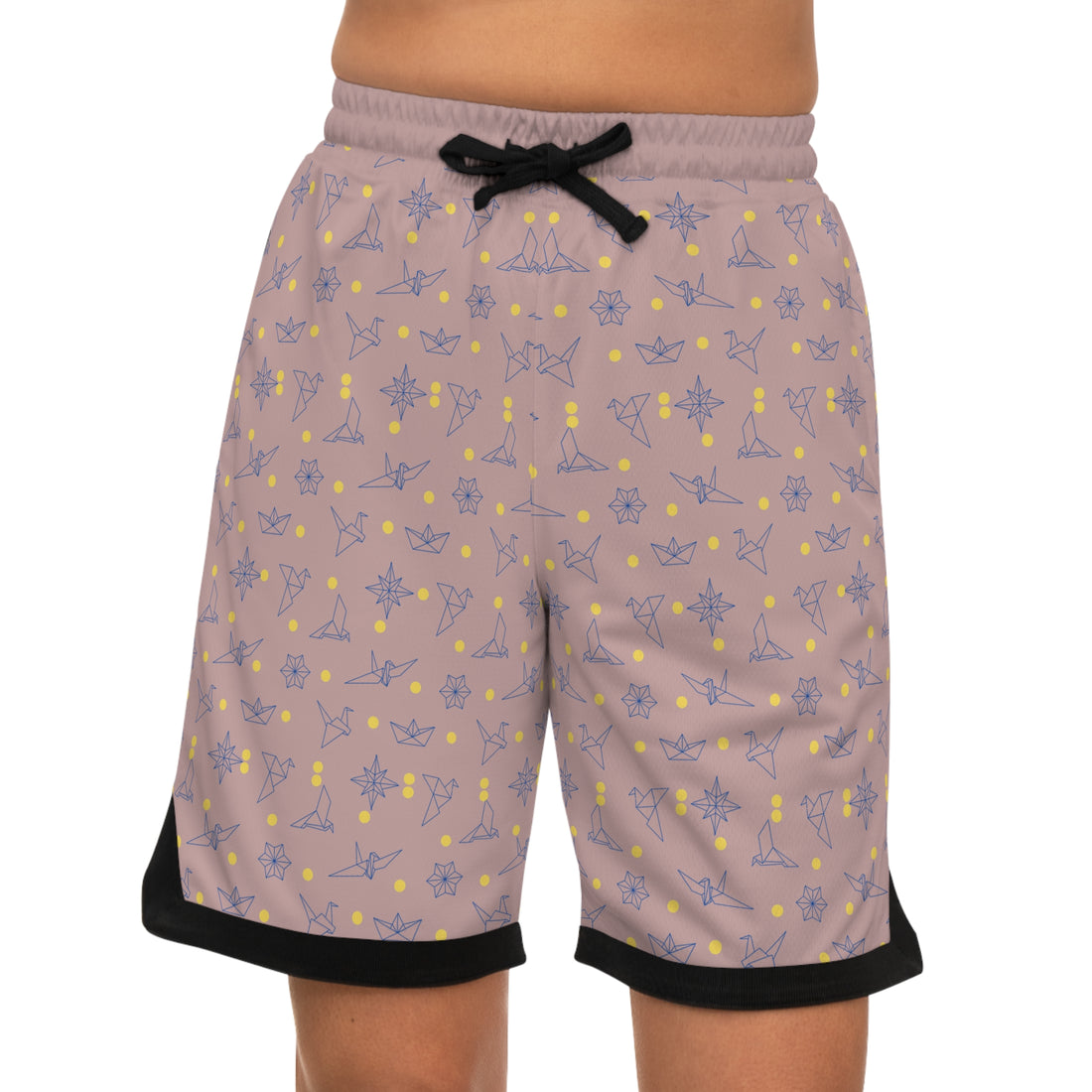 Taupe Origami Basketball Rib Shorts (AOP)