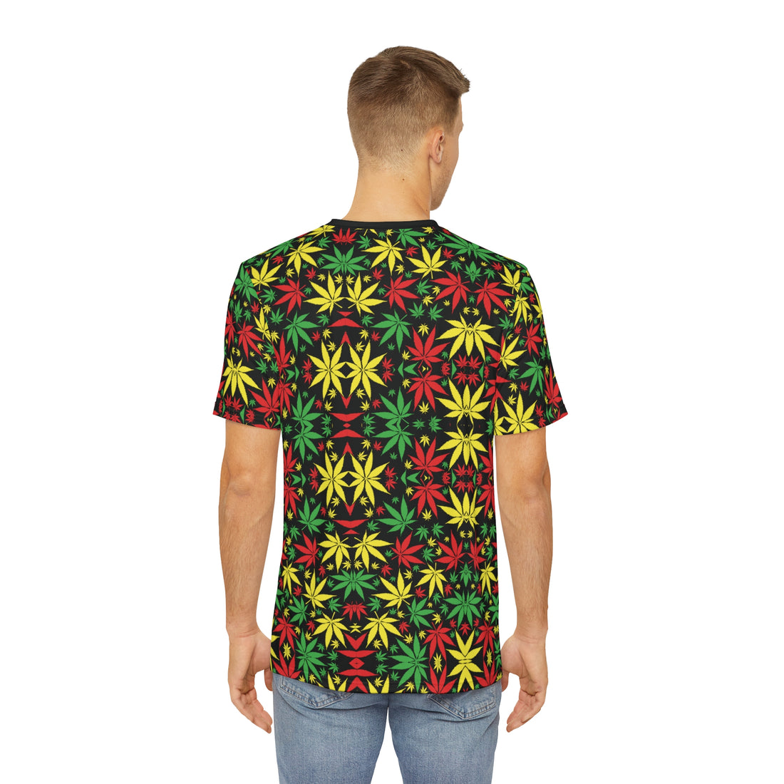 Black Tropical Men's Polyester Tee (AOP)