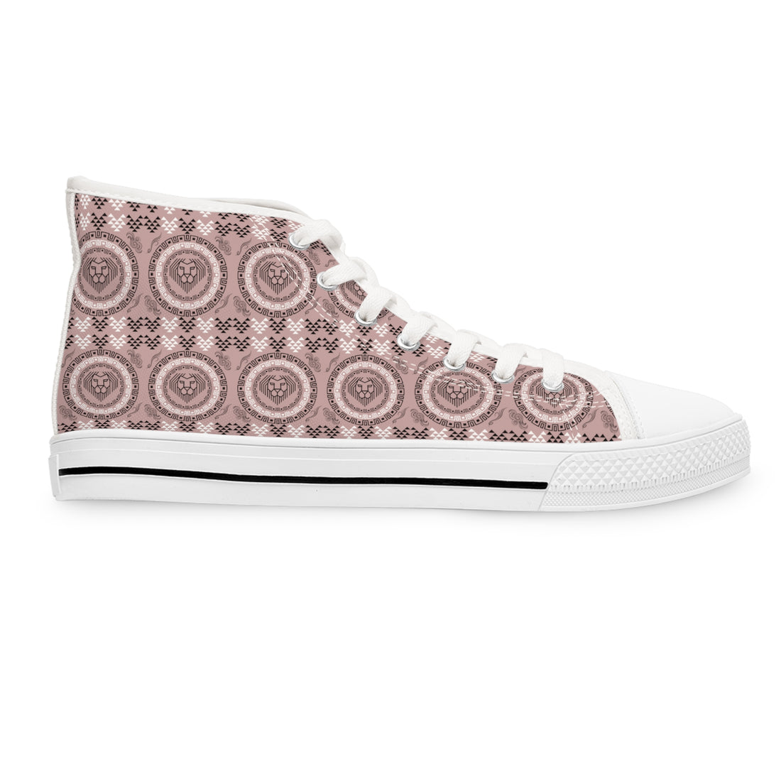 Taupe Geo Lion Head Women's High Top Sneakers