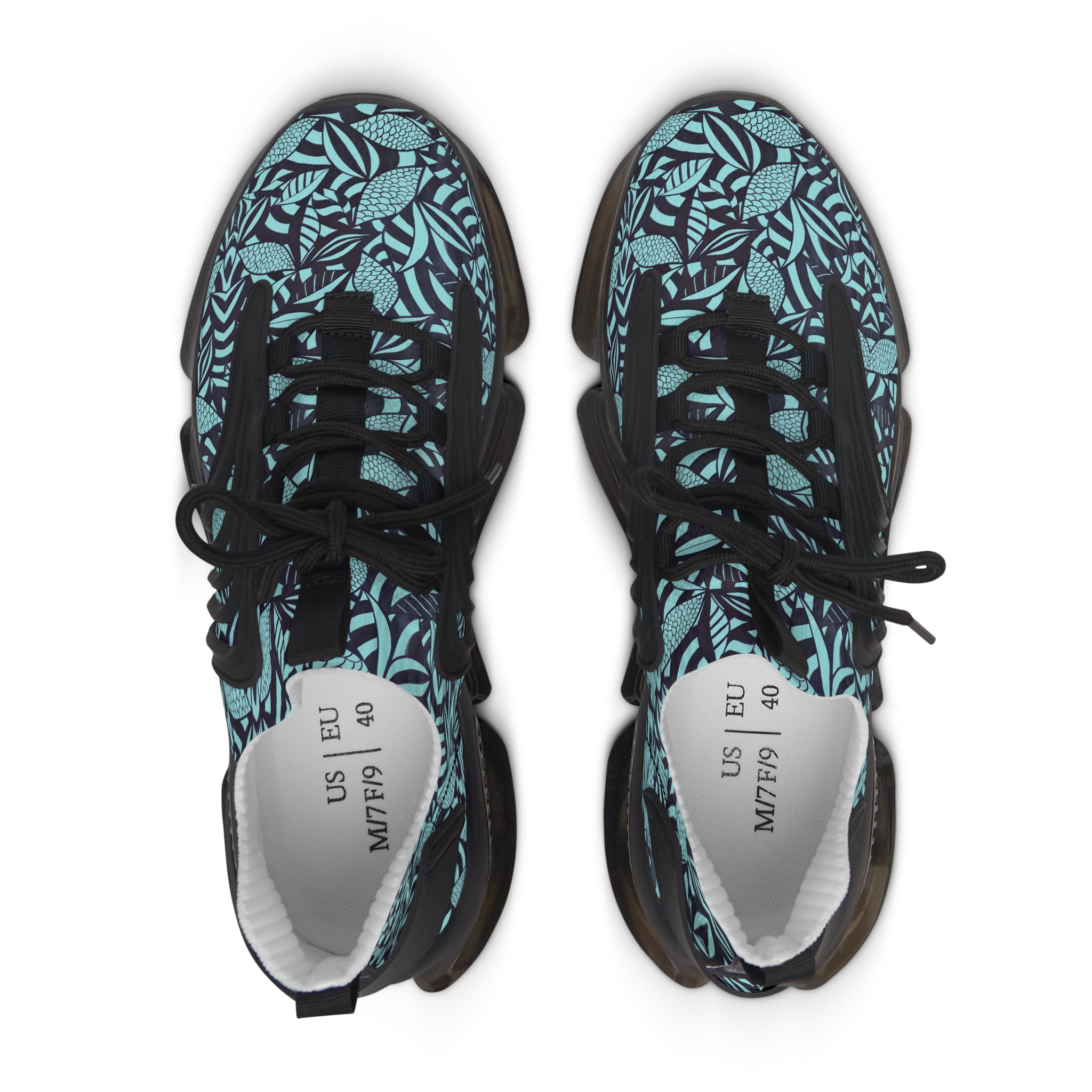 Icy Blue Tropical Minimalist OTT Women's Mesh Knit Sneakers