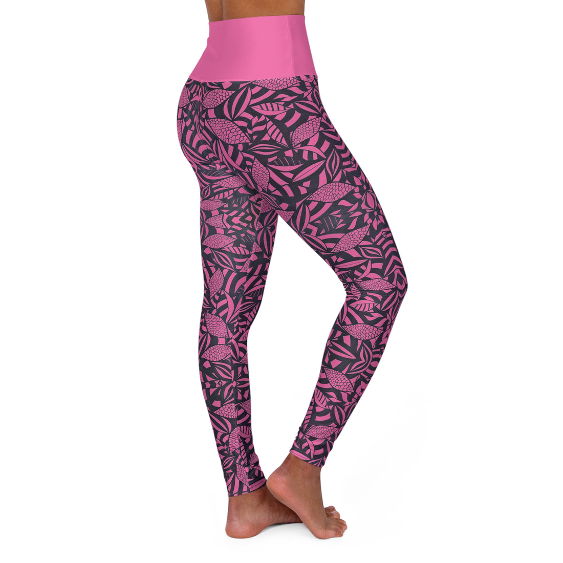 Rose Tropical Minimalist Yoga Leggings