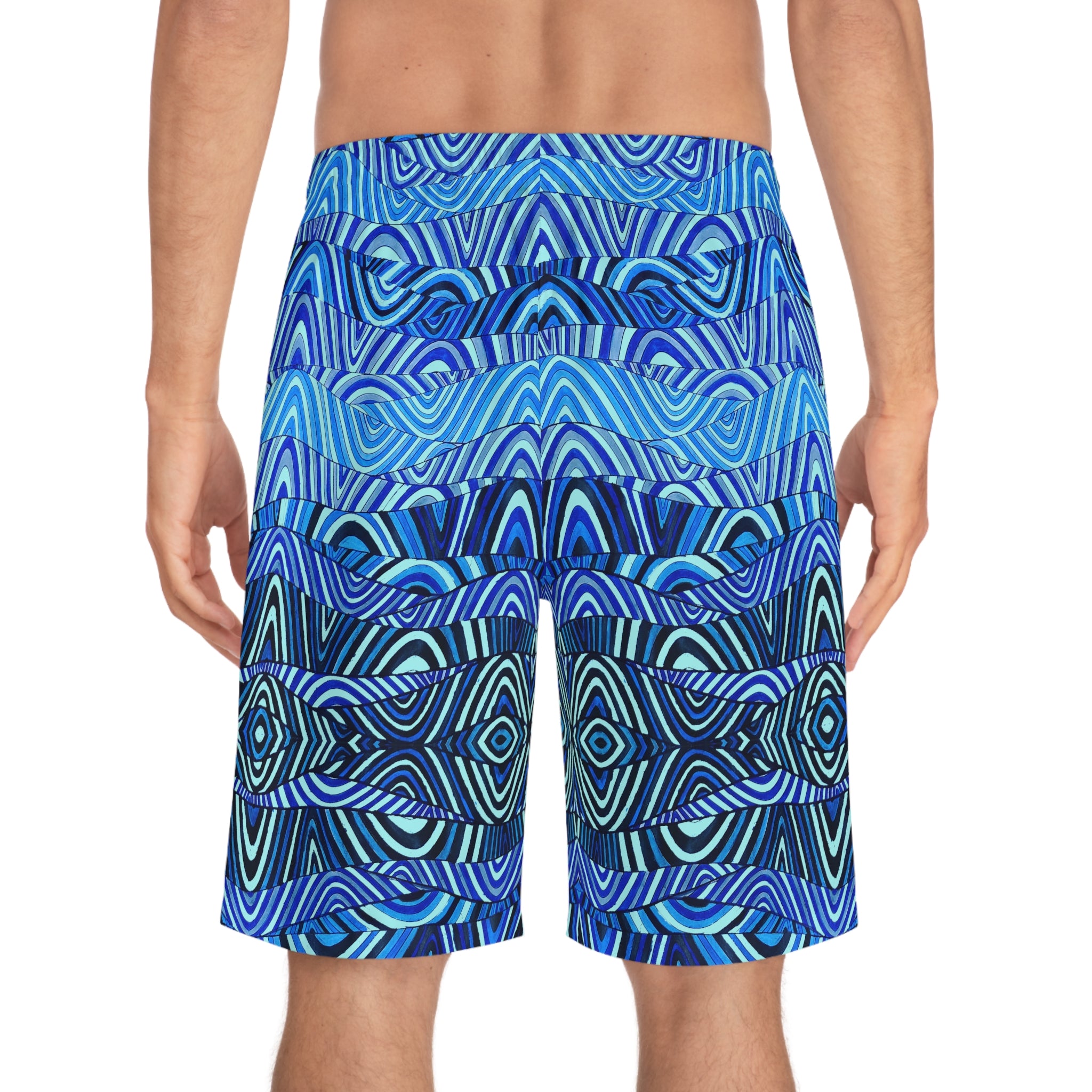 Icy Blue Sonic Print Men's Board Shorts (AOP)