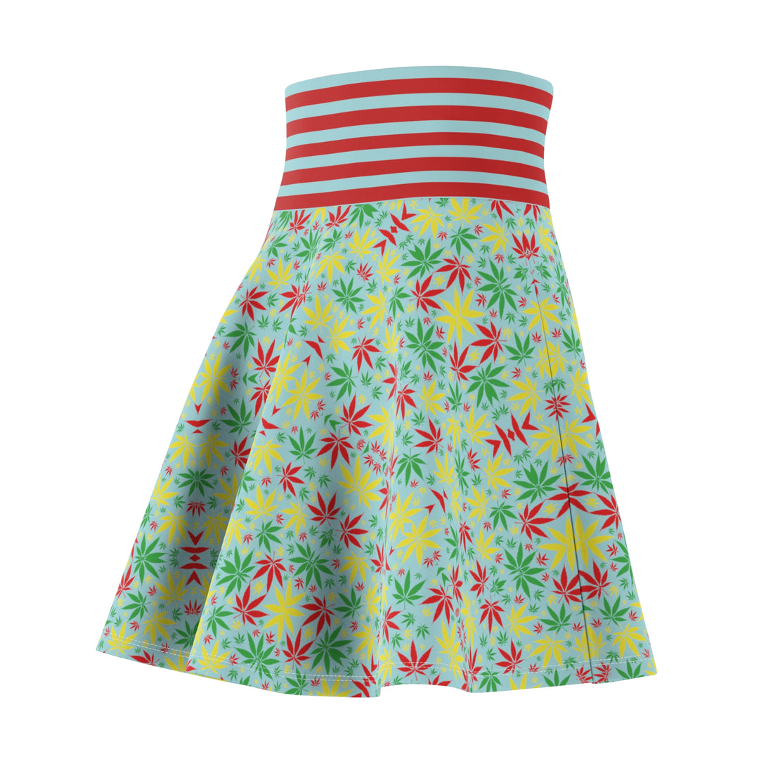 Icy Blue Tropical Rasta Toned Skater Skirt