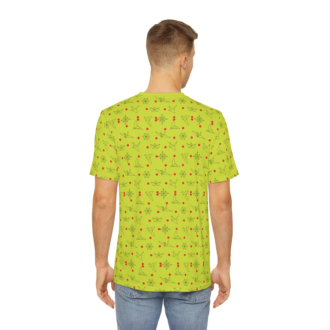 Lime Origami Men's Polyester Tee (AOP)