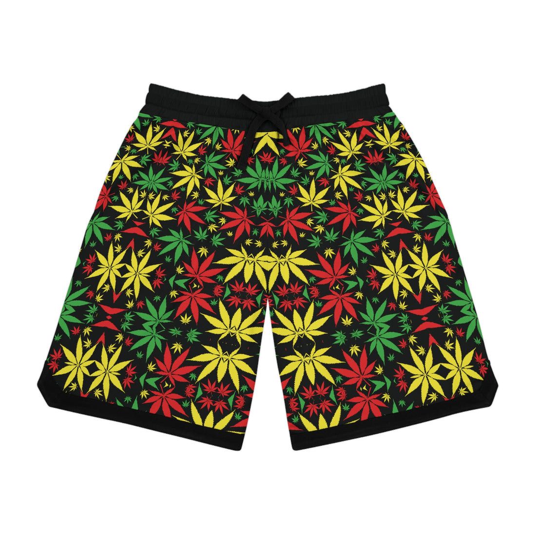 Black Rasta Toned  Basketball Rib Shorts (AOP)