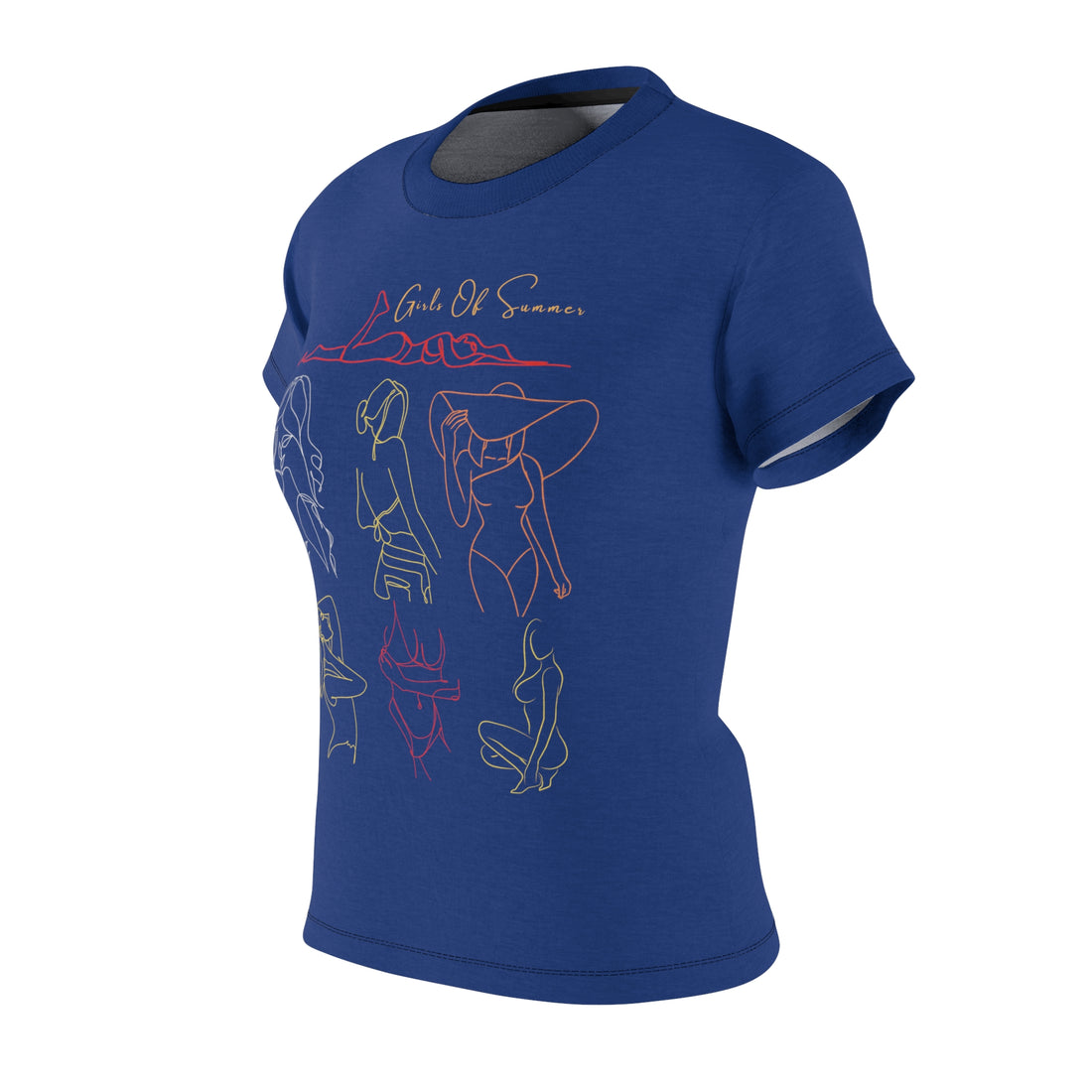 Royal Blue Girls Of Summer AOP Women's Cap Sleeves T-shirt