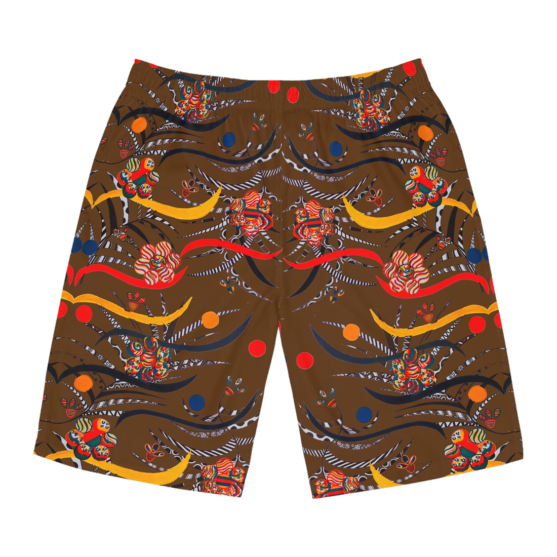 Brown Wilderness Print Men's Board Shorts (AOP)