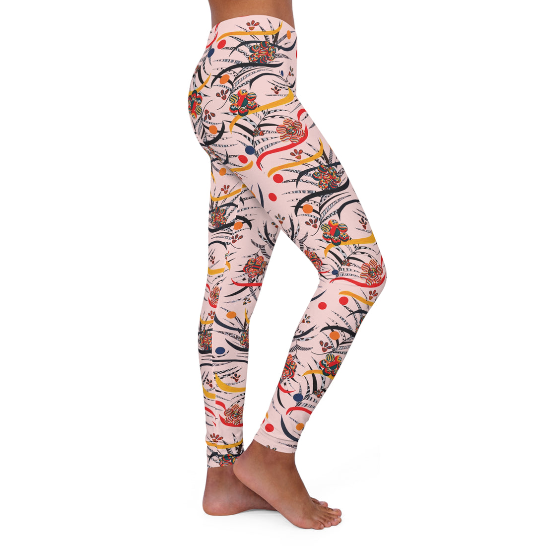 Pale Pink Wilderness Print Spandex Leggings