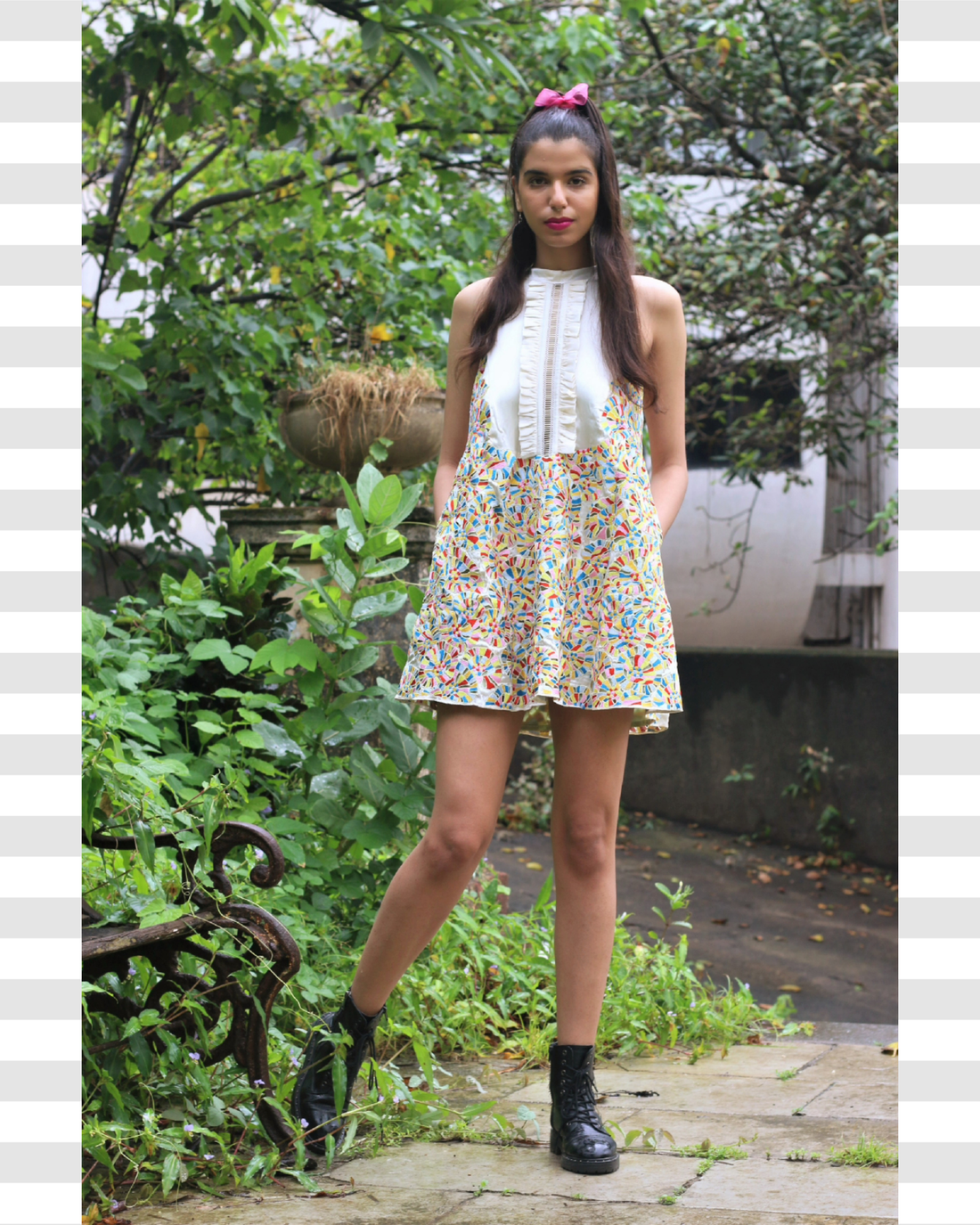 Floral Embroidered Cutwork Trapeze Dress