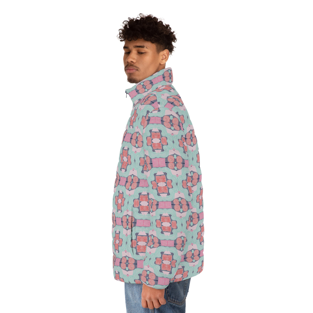 Slate Men's Geometric Print Puffer Jacket