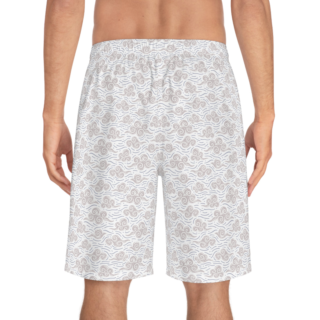 White Oriental Clouds Men's Board Shorts (AOP)