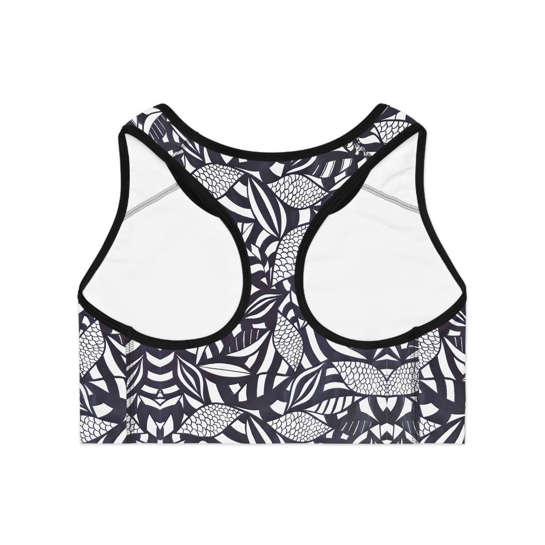 White Tropical Minimalist Racerback (AOP) Sports Bra