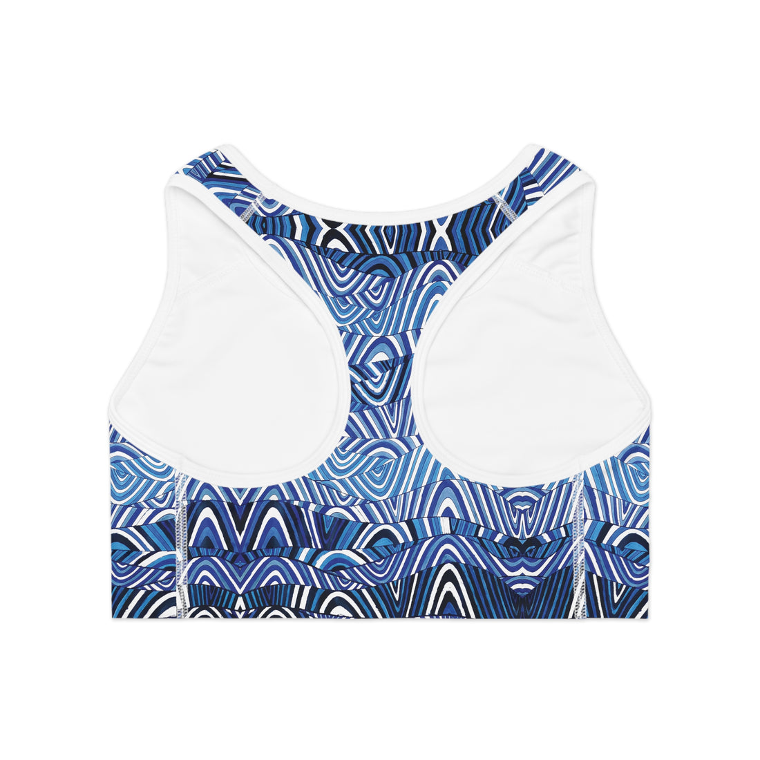 White Sonic (AOP) Racerback Sports Bra