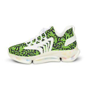 Lime Green Tropical Minimalist OTT Men's Mesh Knit Sneakers