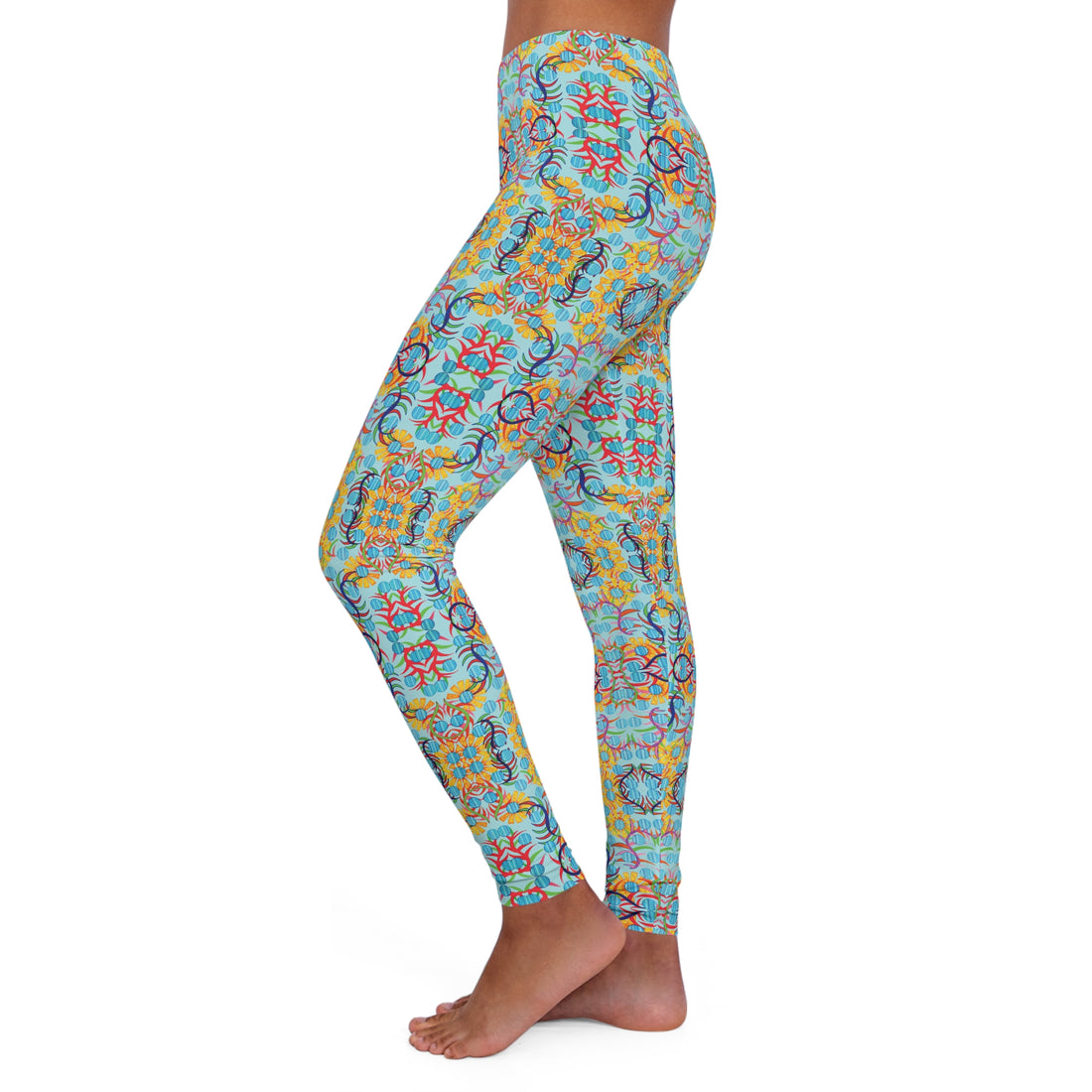 Icy Blue Sunflower Spandex Leggings