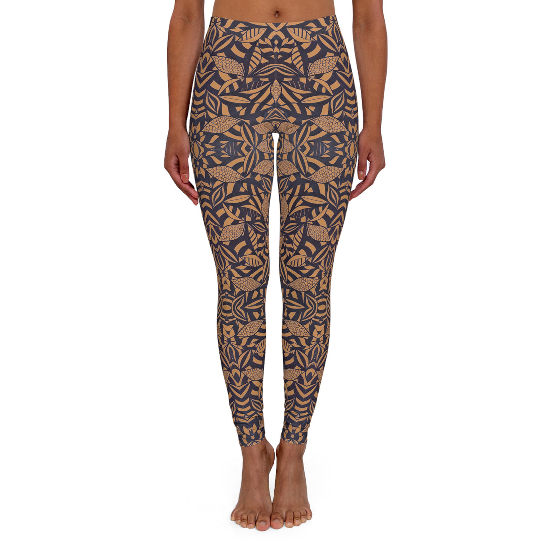 Mocha Tropical Minimalist Spandex Leggings