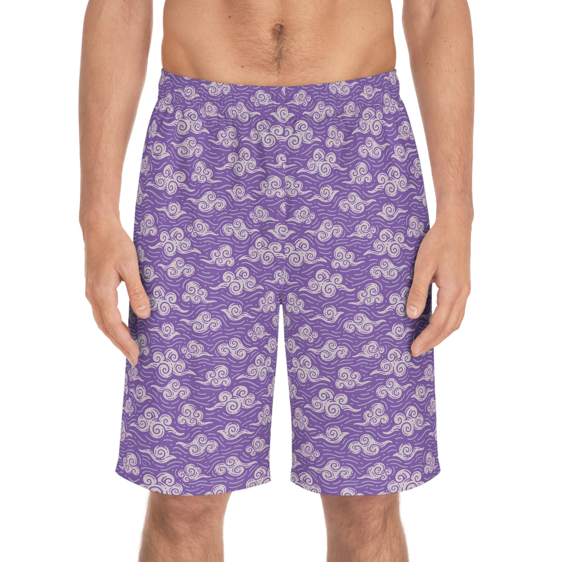 Pearl Purple Oriental Clouds Men's Board Shorts (AOP)