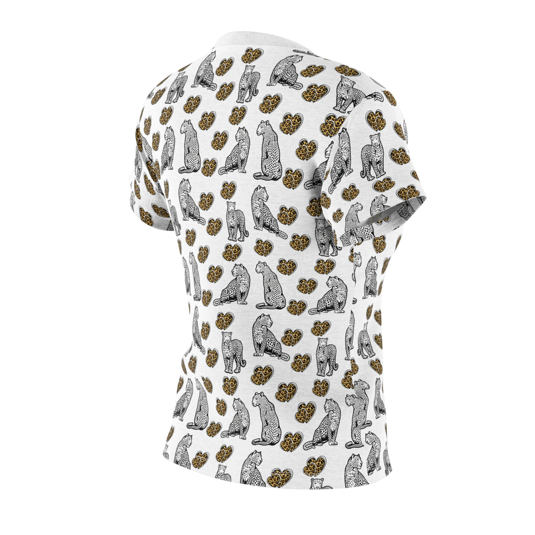 White Cheetah Hearts AOP Women's Cap Sleeves T-shirt