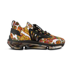 White Artsy Floral Pop OTT Men's Mesh Knit Sneakers