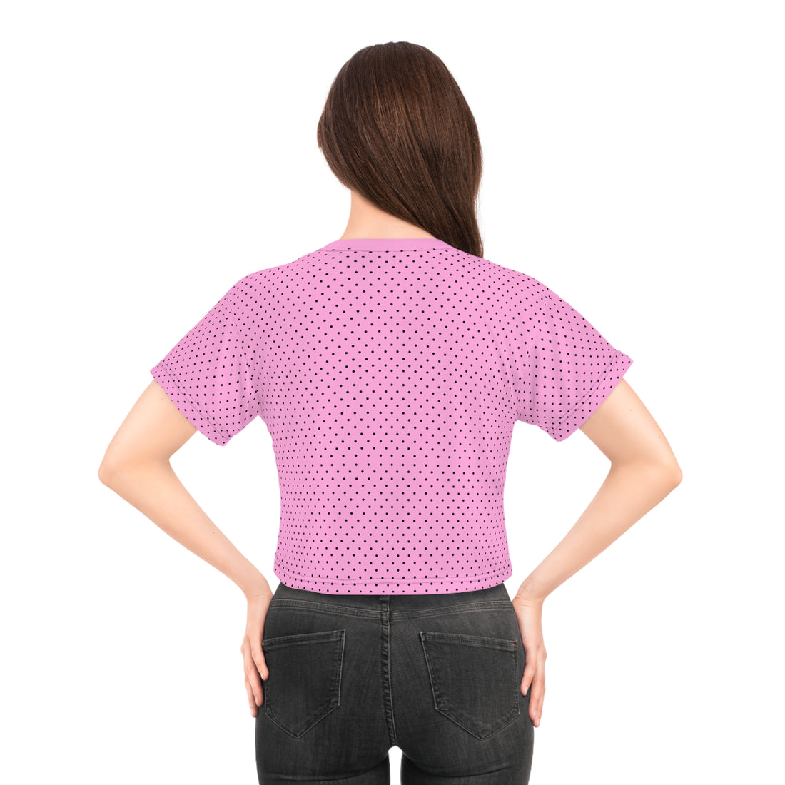 Muted Pink Red Eve Core AOP Crop Tee