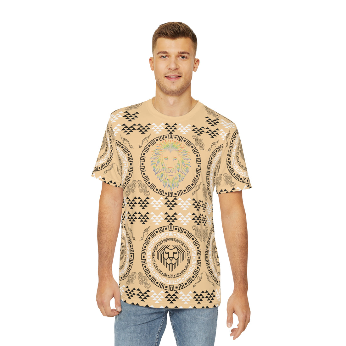 Tuscan Geo Lion Head Polyester Tee (AOP)