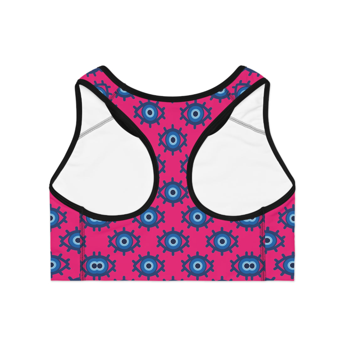 Hot Pink Evil Eye (AOP) Sports Bra