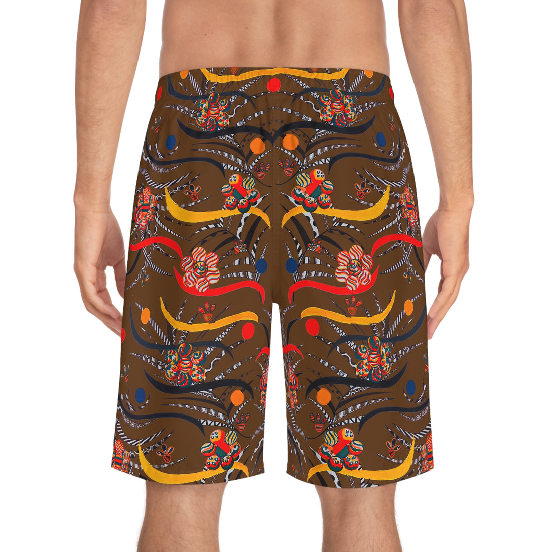 Brown Wilderness Print Men's Board Shorts (AOP)