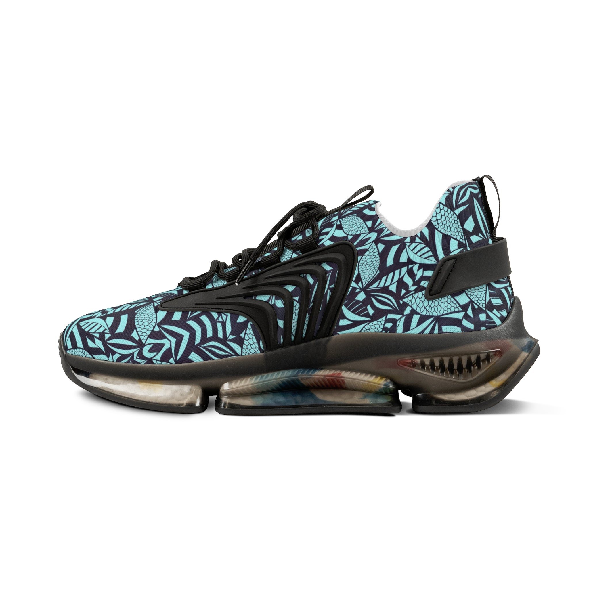 Icy Blue Tropical Minimalist OTT Men's Mesh Knit Sneakers