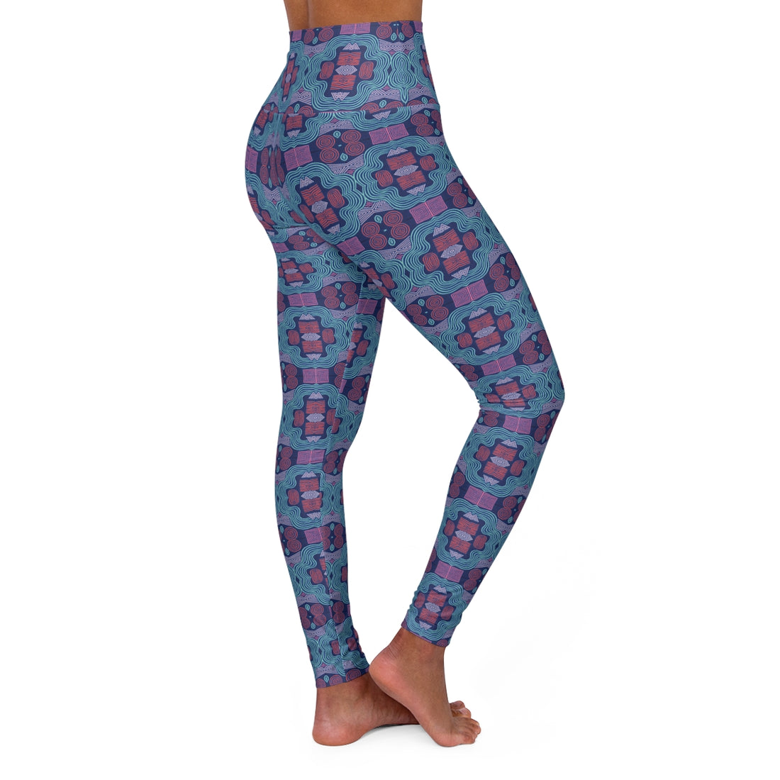 Blue Geometric Print Racerback Bra & Yoga Legging Bundle