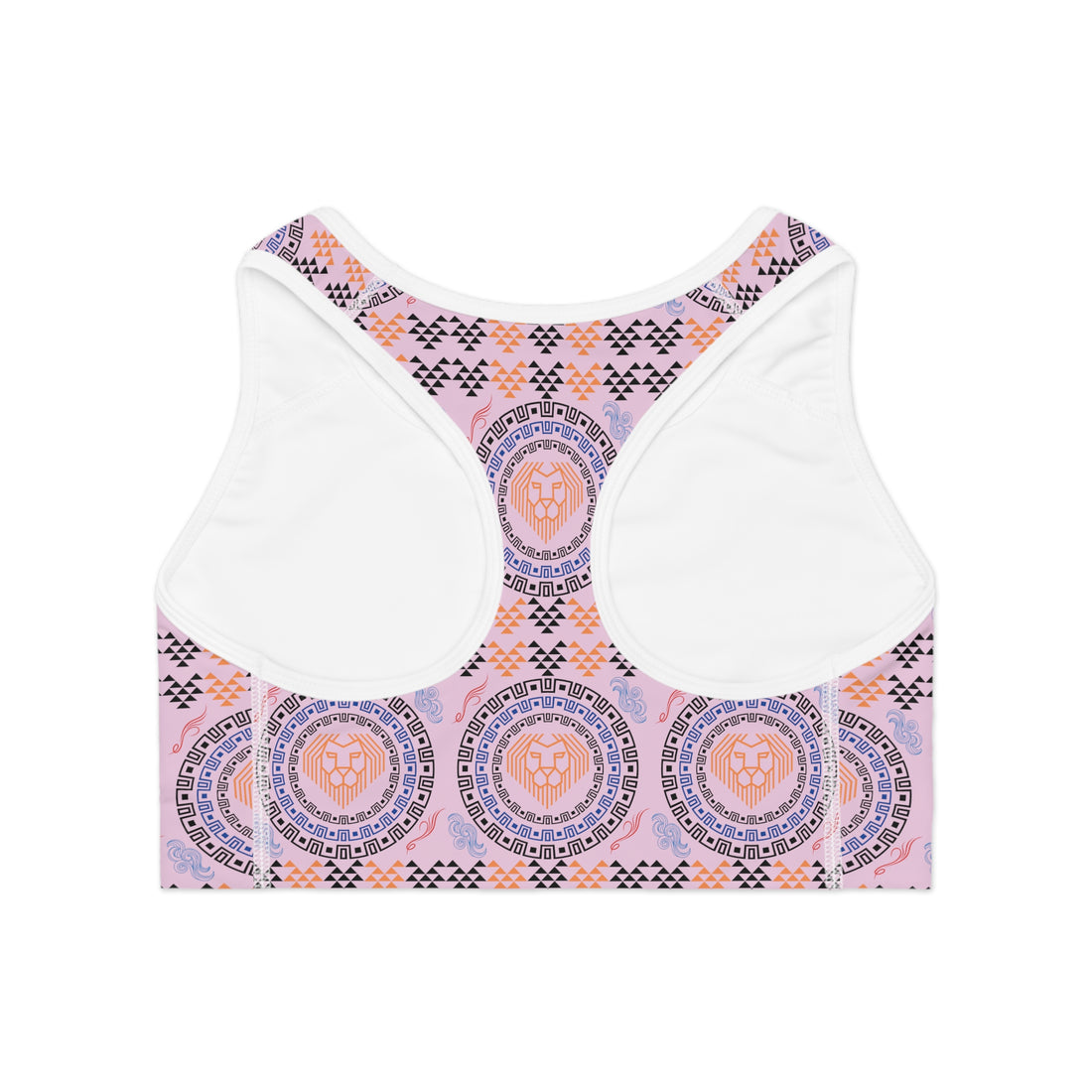 Lilac Geo Lion Head Racerback (AOP) Sports Bra