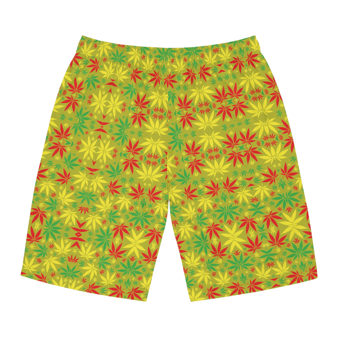 Olive Glow Rasta Toned Men's Board Shorts (AOP)