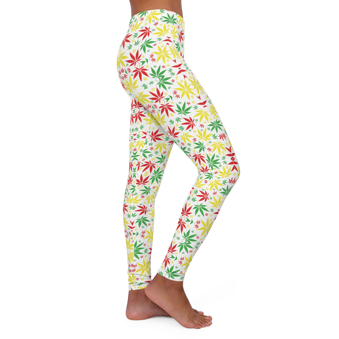 White Tropical Rasta Toned Spandex Leggings