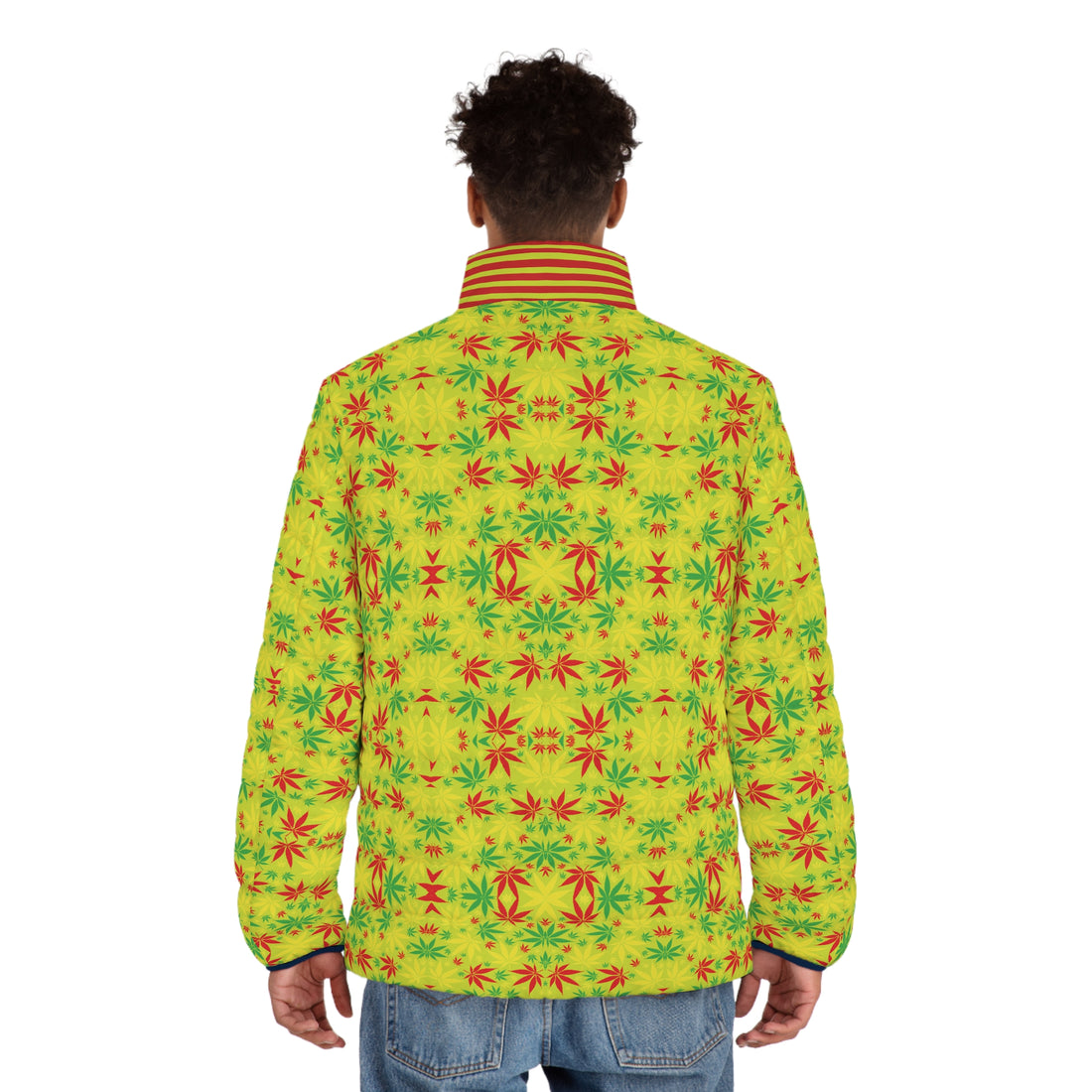 Lime Tropical Rasta Toned Men's Puffer Jacket