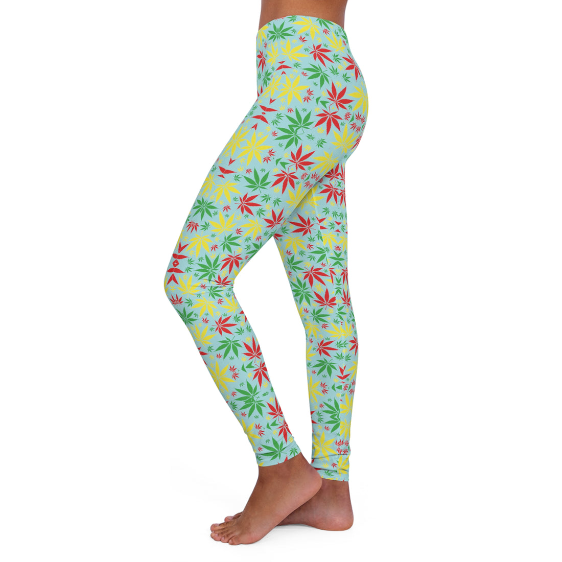 Icy Blue Tropical Rasta Toned Spandex Leggings