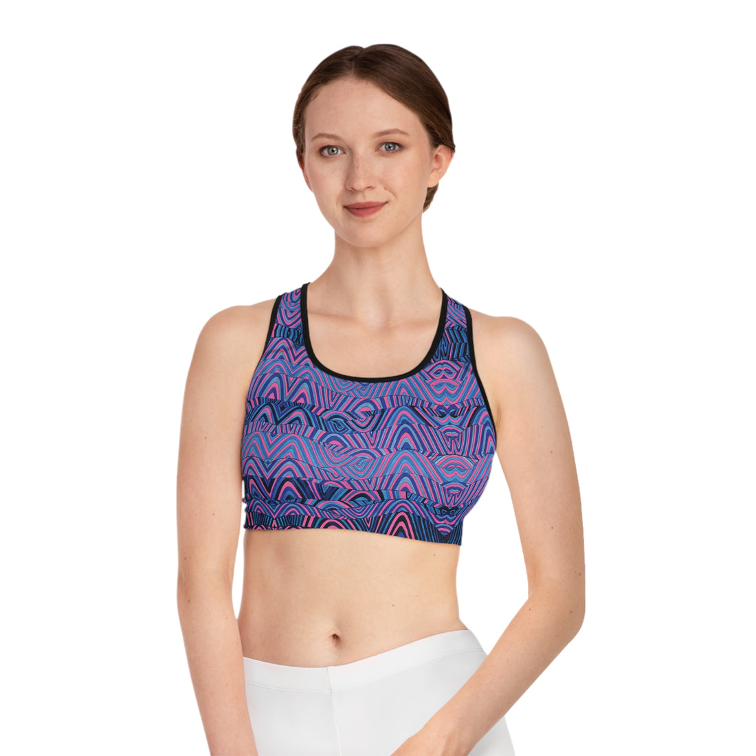 Rose Sonic (AOP) Racerback Sports Bra